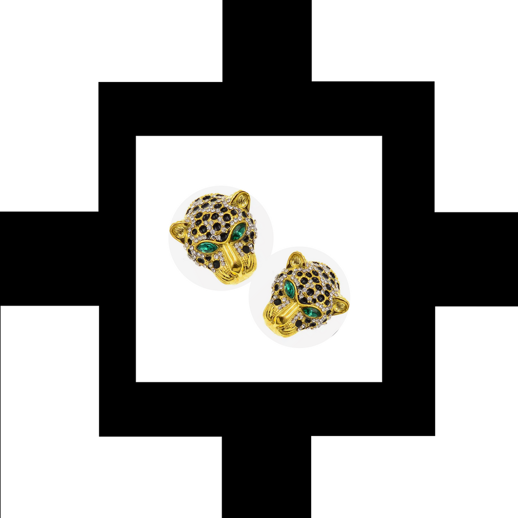 Crystal Gold Cheetah Pin- Set